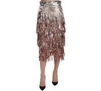 Dolce & Gabbana Sequin Embellished Fringe Midi Pencil Skirt - IT44|L