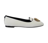 Dolce & Gabbana, ,Shoes ,Donna ,Bianco ,36 1/2 EU Mocassini Eleganti con Dettaglio Cuore Dorato