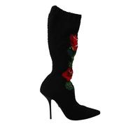Dolce & Gabbana, ,Shoes ,Donna ,Nero ,35 EU Calze Elastiche Rose Rosse Booties