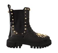 Dolce & Gabbana, ,Shoes ,Donna ,Nero ,36 EU Stivaletti Combat con Borchie in Pelle