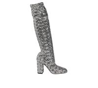 Dolce & Gabbana Shoes Silver Sequins Glitter High Heel Boot Shoes - EU38.5/US8