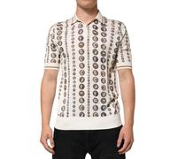Dolce & Gabbana Silk Ivory Coin Print Logo Men Polo T-shirt - IT46 | S