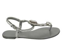 Dolce & Gabbana Silver Crystal Sandals Flip Flops Shoes - EU37/US6.5