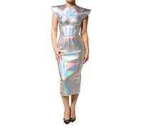 Dolce & Gabbana Silver Iridescent Bodycon Sheath Midi Dress - IT36|XXS