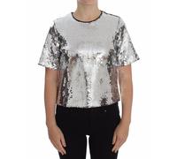 Dolce & Gabbana Silver Sequined Crewneck Blouse T-shirt Top - IT40|S