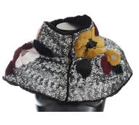 Dolce & Gabbana Silver Sequined Floral Weasel Fur Shoulder Scarf Wrap - IT42|M