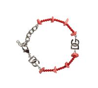 Dolce & Gabbana Silver Tone Brass Beaded Resin DG Logo Chain Bracelet