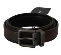 Dolce & Gabbana Solid Brown Leather Gray Buckle Belt - 115 cm / 46 Inches