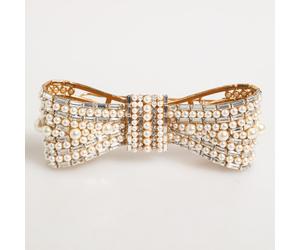 DOLCE & GABBANA Spilla oro ottone vetro cristallo finta perla impreziosita 15...