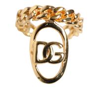 Dolce & Gabbana - Anello regolabile a catena con logo DG ovale - - Accessories - Uomo - Giallo - ONE SIZE