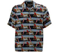 Dolce & Gabbana Strand Motivo Stampa Corta Seta Camicia a Righe Blu Rosso Bianco