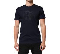 DOLCE & GABBANA T-shirt blu scuro cotone stampa logo DG top uomo s. etichetta...