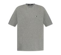 Dolce & Gabbana - T-shirt con applicazione del logo - - Tops - Uomo - Grigio - S