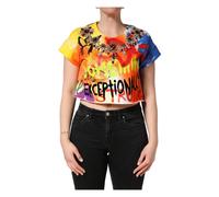 Dolce & Gabbana - T-shirt corta in jersey con stampa graffiti e dettaglio collana - - Blouses & Shirts - Donna - Multicolore - L