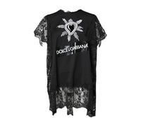 Dolce & Gabbana - Top Girocollo in Pizzo Cuore Sacro - - Tops - Donna - Nero - M