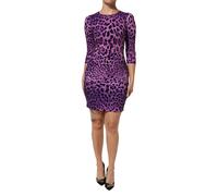 Dolce & Gabbana Violet Leopard Sheath Bodycon Mini Dress - IT46|XL