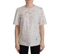 Dolce & Gabbana White Cotton Algebra Print Short Sleeves Top - IT44|L