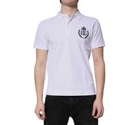Dolce & Gabbana White Cotton Crown Collared Men Polo T-shirt - IT44 | XS