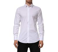 Dolce & Gabbana White Cotton GOLD Long Sleeves Formal Men Shirt - IT40 | M