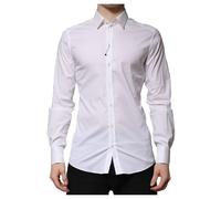 Dolce & Gabbana White Cotton GOLD Long Sleeves Formal Shirt - IT37 | XS