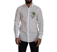 Dolce & Gabbana White Cotton Peacock Feather Formal GOLD Shirt - IT41 | L