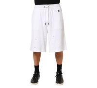 Dolce & Gabbana White Cotton Ripped Bermuda Sweatpants Shorts - IT50 | L