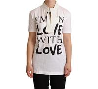 Dolce & Gabbana White Cotton Silk I'm In Love Top T-shirt - IT38|XS