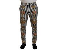Dolce & Gabbana White Cotton Stretch Crown Trouser Pants - IT48 | M