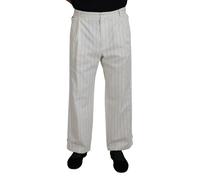 Dolce & Gabbana White Cotton Striped Formal Pants - IT44 | XS