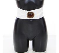 Dolce & Gabbana White Crystal Brass Wide Waist Runway Belt - IT44|L