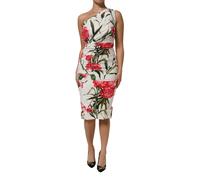Dolce & Gabbana White Floral One Shoulder Sheath Dress - IT40|S