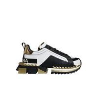 Dolce & Gabbana White Gold Black Leather SUPER KING Sneakers Shoes - EU41/US8
