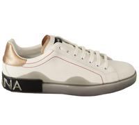 Dolce & Gabbana White Gold Leather Low Top Sneakers Casual Shoes - EU39.5/US6.5
