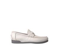 Dolce & Gabbana White Gray Leather Slip Mocassin Shoes Loafer - EU39.5/US6.5