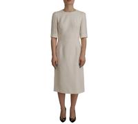 Dolce & Gabbana White Jaquard Midi Floral Sheath Brocade Dress - IT40|S