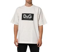 Dolce & Gabbana White Logo Print Cotton Crew Neck Men T-shirt - XS