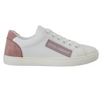 Dolce & Gabbana White Pink Leather Low Top Sneakers Shoes - EU35.5/US5