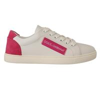 Dolce & Gabbana White Pink Leather Low Top Sneakers Womens Shoes - EU40.5/US10