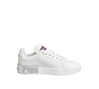 Dolce & Gabbana White Purple Leather Low Top Sneakers Shoes - EU35/US4.5