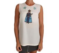 Dolce & Gabbana White Silk Crystal Sequined Fairy T-shirt - IT38|XS