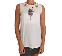 Dolce & Gabbana White Silk Embellished Crystal Sequin Fairy Top - IT42|M