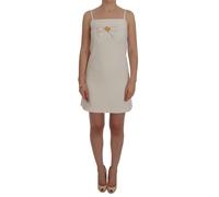 Dolce & Gabbana White Wool Stretch Brooch Shift Dress - IT38 | S