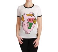 Dolce & Gabbana White YEAR OF THE PIG Top Cotton T-shirt - IT38 | S