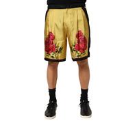 Dolce & Gabbana Yellow Floral Print Silk Men Bermuda Shorts - IT46 | S
