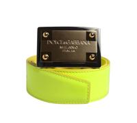 Dolce & Gabbana Yellow Green Classic Metal Logo Buckle Belt - 105 cm / 42 Inches