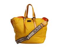 Dolce & Gabbana Yellow Orange Nylon Logo Plaque Hand Shoulder Duffle Bag