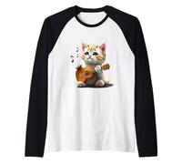 Dolce Gatto AMA la Musica e Suona la Chitarra Maglia con Maniche Raglan
