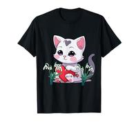 Dolce gatto cuore primavera gatti bambino bucaneve fiori Maglietta