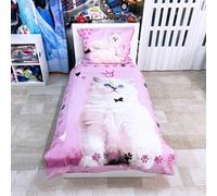 Gatto Rosa Set 2 pezzi Letto Singolo Lenzuola Copripiumino 140x200cm Federa