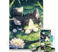 Dolce gatto su rosa marina Puzzle da 1000 pezzi per adolescenti Puzzle Gioco stimolante Semplice Divertente Taglio preciso Babbo Natale Desiderio Scegli 38x52cm